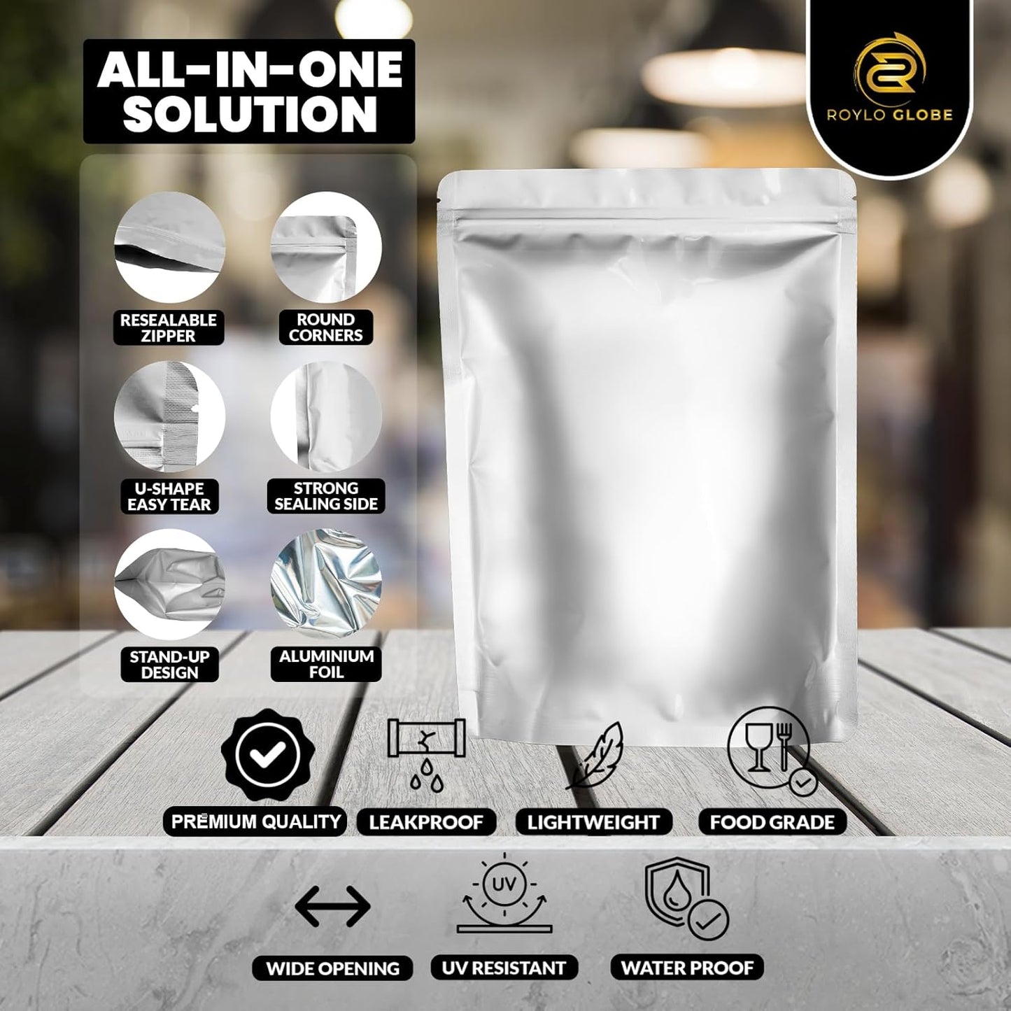 160pcs Mylar Bags with Oxygen Absorbers – Airtight Resealable Food Storage Kit (4 Sizes, 11 Mil) with Labels & Clips