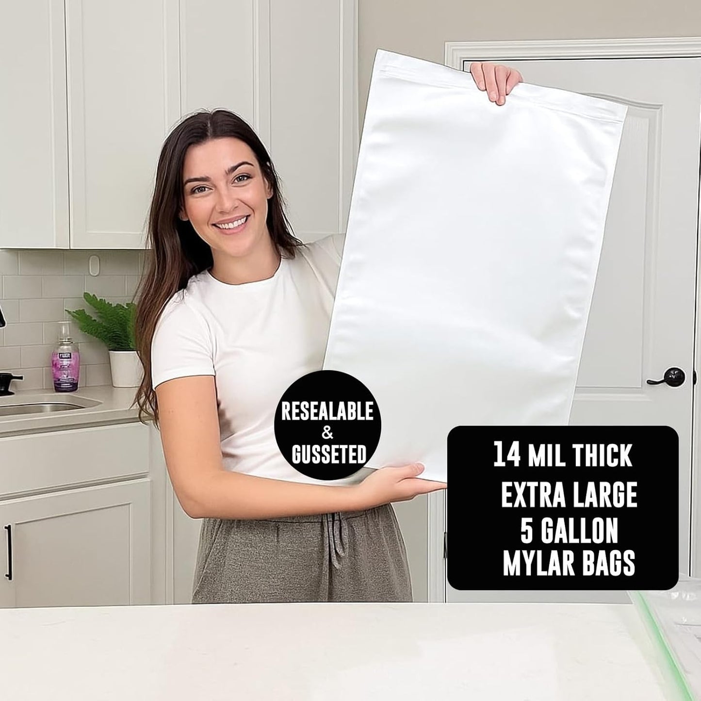 60pcs Heavy-Duty Mylar Bags (14 Mil, 4 Sizes) with Oxygen Absorbers – Airtight Resealable Food Storage Kit with Labels & Clips