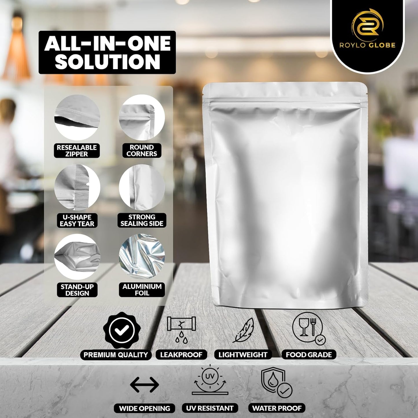 1 Gallon Mylar Food Storage Bags – 110 Pack with 500cc Oxygen Absorbers, Labels & Clips (10 Mil, Resealable & Heat-Sealable)