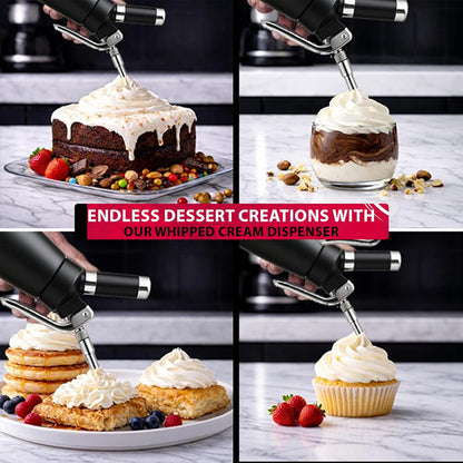 Professional 500ml Whipped Cream Dispenser Set – Aluminum Cream Whipper with 5 Decorating Nozzles & Cleaning Brushes (Heavy Duty Dessert Maker)