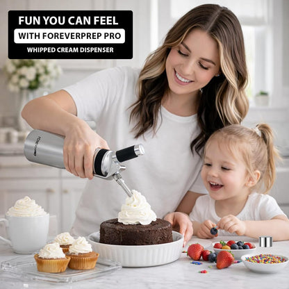 Professional 500ml Whipped Cream Dispenser Set – Aluminum Cream Whipper with 8 Decorating Tips & Cleaning Brushes (Heavy Duty Dessert Maker)