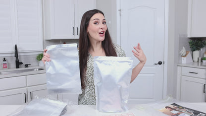 1 Gallon Mylar Food Storage Bags – 110 Pack with 500cc Oxygen Absorbers, Labels & Clips (10 Mil, Resealable & Heat-Sealable)